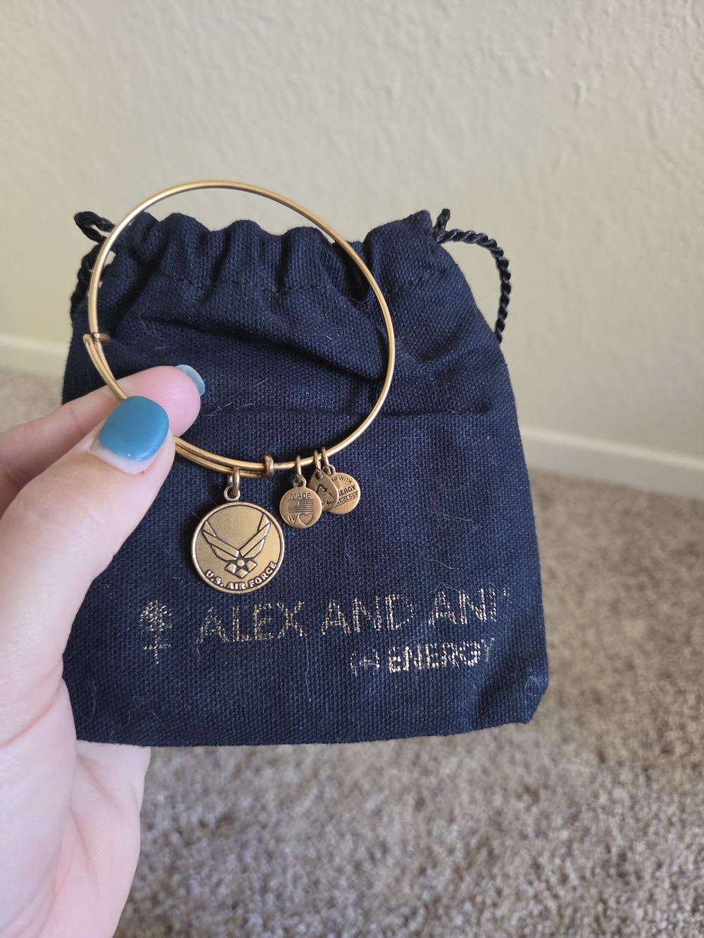 Alex and Ani Gold U.S. Air Force Charm Bangle